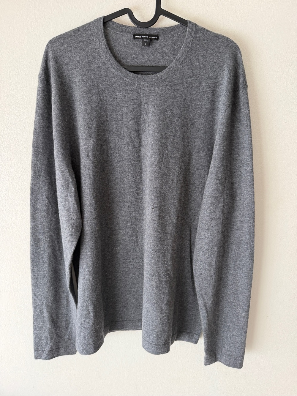 James Perse Men's Gray Lightweight Crewneck Sweater